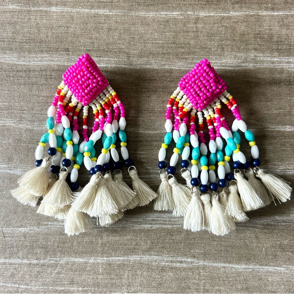 Colorful Beaded Tassel Earrings